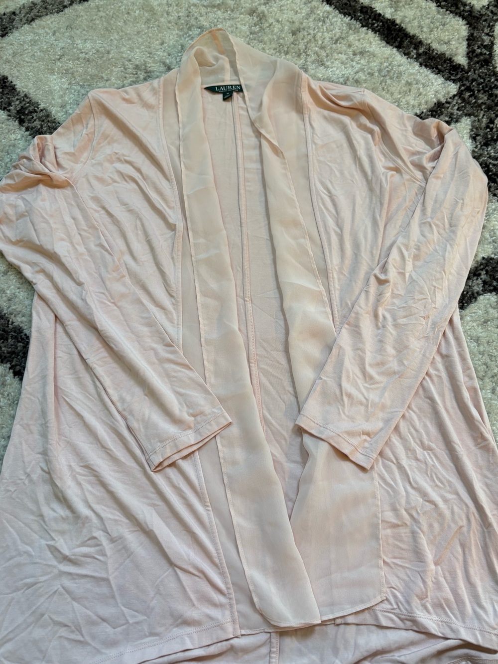 Lauren Ralph Lauren Soft Pink Women's Lightweight Open-Front Cardigan